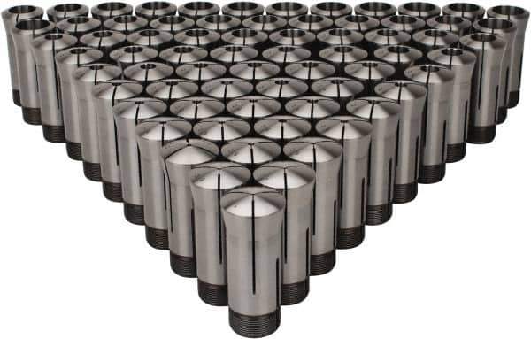 Lyndex - 69 Piece, 1/16" to 1-1/8" Capacity, 5C Round Collet Set - Increments of 1/64 Inch - Exact Industrial Supply