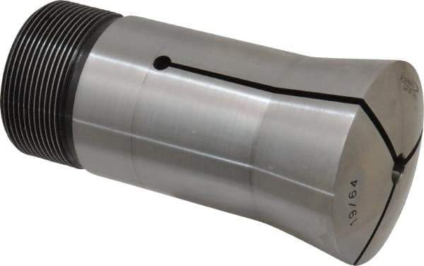 Lyndex - 19/64 Inch 16C Round Collet - 1-11/16 - 20 Internal Thread, M47.50 x 1.75 External Thread, 4.31 Inch Overall Length, 0.0007 Inch TIR - Exact Industrial Supply