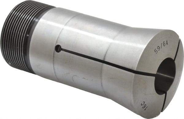 Lyndex - 59/64 Inch 16C Round Collet - 1-11/16 - 20 Internal Thread, M47.50 x 1.75 External Thread, 4.31 Inch Overall Length, 0.0011 Inch TIR - Exact Industrial Supply