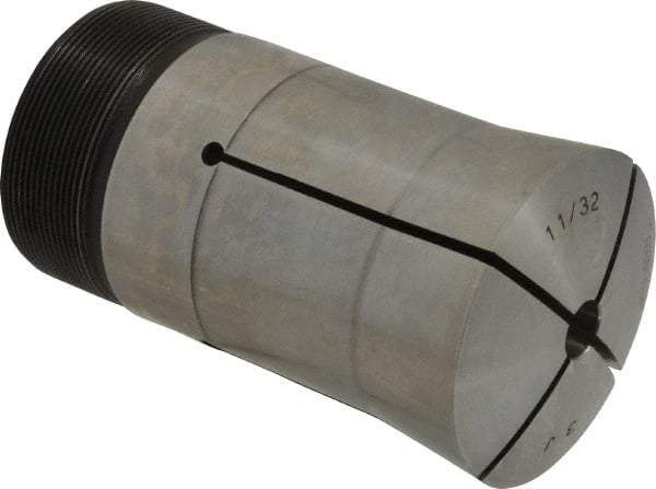 Lyndex - 11/32 Inch Round 3J Collet - 3-3/4 Inch Overall Length, 1.988-20 Inch External Thread - Exact Industrial Supply