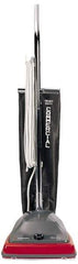 Sanitaire - Single Motor Lightweight Upright Vacuum Cleaner - 12" Cleaning Width, 5" Amps, Comfort Hand Grip, Gray with Black Bag - All Tool & Supply