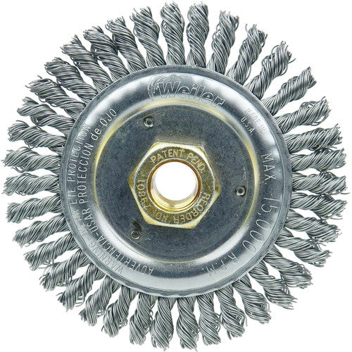 4 1/2″ Root Pass Brush-0.020″ Steel Wire 5/8-11 Dbl-H x Nut - Dually Weld Cleaning Brush - All Tool & Supply