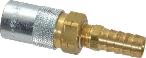 Coilhose Pneumatics - Hose Barb Moldflow Pneumatic Hose Straight Coupler (Valved) - Brass Nickel Plated, 3/8" Body Diam, 1/2" Hose ID - All Tool & Supply