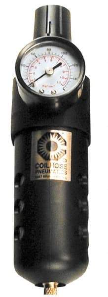 Coilhose Pneumatics - 1/4" NPT Port Compact 1 Piece Filter/Regulator FRL Unit - Polycarbonate Bowl, 48 SCFM, 150 Max psi, 8" High, Manual Drain - All Tool & Supply