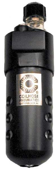 Coilhose Pneumatics - 1/4 NPT Port, 250 Max psi, Compact Lubricator - Metal Bowl, Cast Aluminum Body, 23 CFM, 250°F Max, 2" Wide x 6-1/2" High - All Tool & Supply