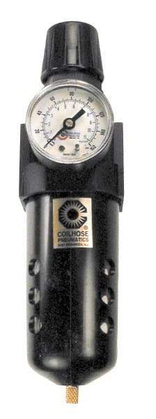 Coilhose Pneumatics - 1/2" NPT Port Standard 1 Piece Filter/Regulator FRL Unit - Metal Bowl, 127 SCFM, 250 Max psi, 10.5" High, Automatic Drain - All Tool & Supply