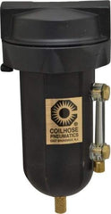 Coilhose Pneumatics - 1/4" Port, 5" High, FRL Filter with Aluminum Bowl & Manual Drain - 250 Max psi, 250°F Max, 4 oz Bowl Capacity - All Tool & Supply