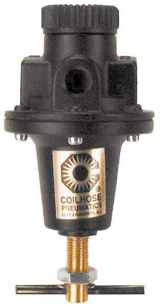 Coilhose Pneumatics - 1/4 NPT Port, 40 CFM, Cast Aluminum Heavy-Duty T-Handle Regulator - 0 to 60 psi Range, 250 Max psi Supply Pressure, 1/4" Gauge Port Thread, 3" Wide x 5-1/2" High - All Tool & Supply