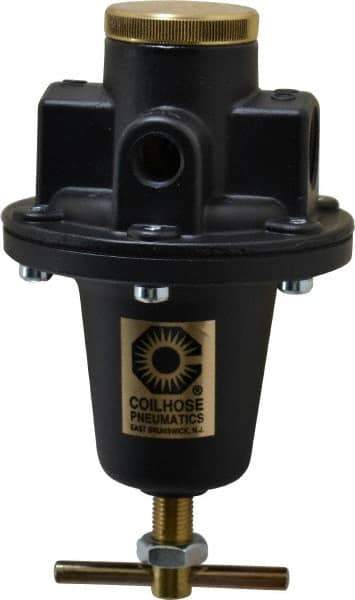 Coilhose Pneumatics - 1/2 NPT Port, 80 CFM, Cast Aluminum Heavy-Duty T-Handle Regulator - 0 to 125 psi Range, 250 Max psi Supply Pressure, 1/4" Gauge Port Thread, 4" Wide x 7" High - All Tool & Supply