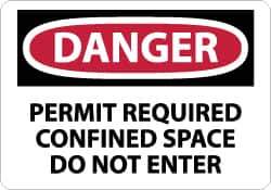 NMC - "Danger - Permit Required - Confined Space - Do Not Enter", 7" Long x 10" Wide, Aluminum Safety Sign - Rectangle, 0.04" Thick, Use for Accident Prevention - All Tool & Supply