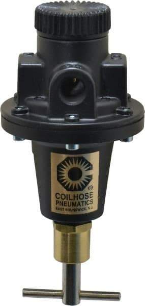 Coilhose Pneumatics - 3/8 NPT Port, 40 CFM, Cast Aluminum Tamper Proof Heavy-Duty T-Handle Regulator - 0 to 125 psi Range, 250 Max psi Supply Pressure, 1/4" Gauge Port Thread, 3" Wide x 5-1/2" High - All Tool & Supply