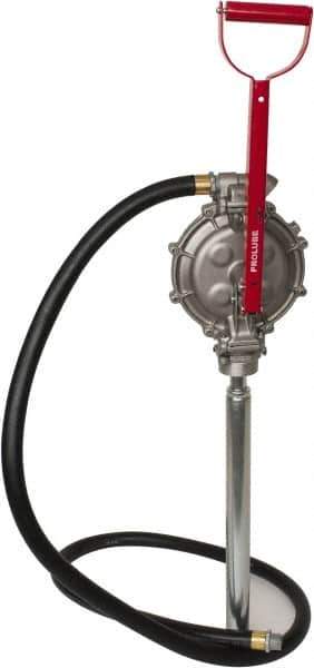 PRO-LUBE - 5 Strokes per Gal, 1/2" Outlet, Aluminum & Stainless Steel Hand Operated Transfer Pump - 42" OAL, For 15 to 55 Gal Drums, For Gasoline & Diesel Fuel - All Tool & Supply