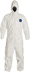 Dupont - Size L Film Laminate General Purpose Coveralls - White, Zipper Closure, Elastic Cuffs, Elastic Ankles, Serged Seams - All Tool & Supply