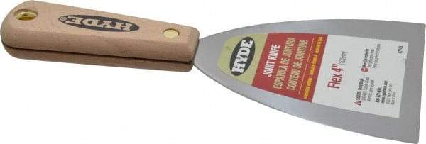 Hyde Tools - 4" Wide Steel Putty Knife - Flexible, Hardwood Handle, 7-3/4" OAL - All Tool & Supply