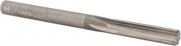 Hertel - Letter H Solid Carbide 6 Flute Chucking Reamer - Straight Flute, Straight Shank, 1-1/8" Flute Length, 3-1/4" OAL - All Tool & Supply