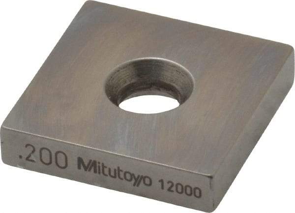 Mitutoyo - 0.2" Square Steel Gage Block - Accuracy Grade 0, Includes Certificate of Inspection - All Tool & Supply