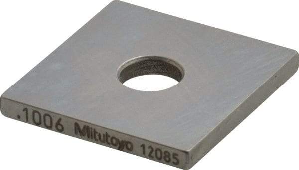 Mitutoyo - 0.1006" Square Steel Gage Block - Accuracy Grade 0, Includes Certificate of Inspection - All Tool & Supply