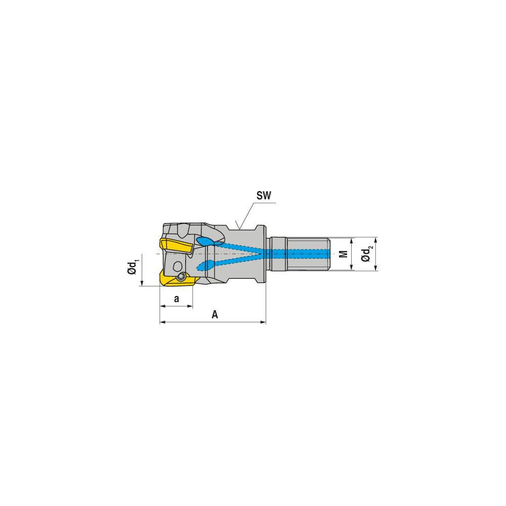 Indexable Square-Shoulder End Mill:  G211.16.R.02-11,  8.0000'' Shank Dia,  8.00 mm Modular Connection,  Modular Shank Uses  2,  Normal Pressure,  27.00 mm OAL