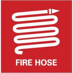 NMC - Fire Hose, Pressure Sensitive Vinyl Fire Sign - 7" Wide x 7" High - All Tool & Supply