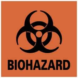 NMC - Hazardous Materials Label - Legend: BIOHAZARD, English, Black & Orange, 4" Long x 4" High, Sign Muscle Finish - All Tool & Supply