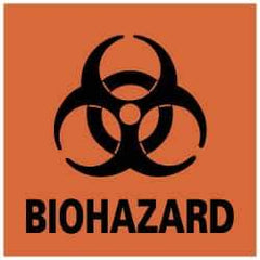 NMC - Hazardous Materials Label - Legend: BIOHAZARD, English, Black & Orange, 4" Long x 4" High, Sign Muscle Finish - All Tool & Supply