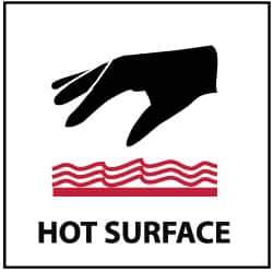 NMC - "Hot Surface", 7" Long x 7" Wide, Pressure-Sensitive Vinyl Safety Sign - Square, 0.004" Thick, Use for Hazardous Materials - All Tool & Supply