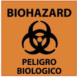 NMC - "Biohazard", 7" Long x 7" Wide, Pressure-Sensitive Vinyl Safety Sign - Square, 0.004" Thick, Use for Hazardous Materials - All Tool & Supply