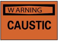 NMC - Accident Prevention Label, Header: WARNING - Legend: Warning - Caustic, English, Black & Orange, 5" Long x 3" High, Sign Muscle Finish - All Tool & Supply