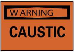 NMC - Accident Prevention Label, Header: WARNING - Legend: Warning - Caustic, English, Black & Orange, 5" Long x 3" High, Sign Muscle Finish - All Tool & Supply