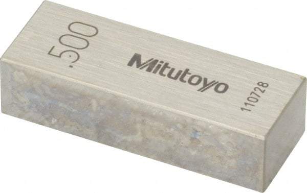 Mitutoyo - 0.5" Rectangular Steel Gage Block - Accuracy Grade AS-1, Includes Certificate of Inspection - All Tool & Supply