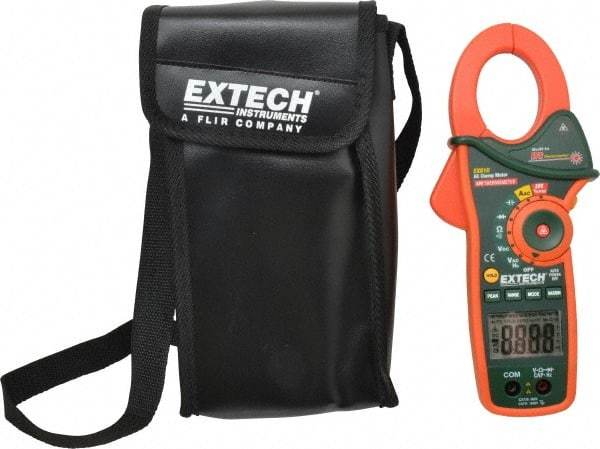 Extech - EX810, CAT III, Digital Average Responding Auto Ranging Clamp Meter with 1.7" Clamp On Jaws - 600 VAC/VDC, 1000 AC Amps, Measures Current, Temperature - All Tool & Supply