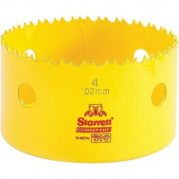 Starrett - 4" Diam, 2" Cutting Depth, Hole Saw - High Speed Steel Saw, Toothed Edge - All Tool & Supply