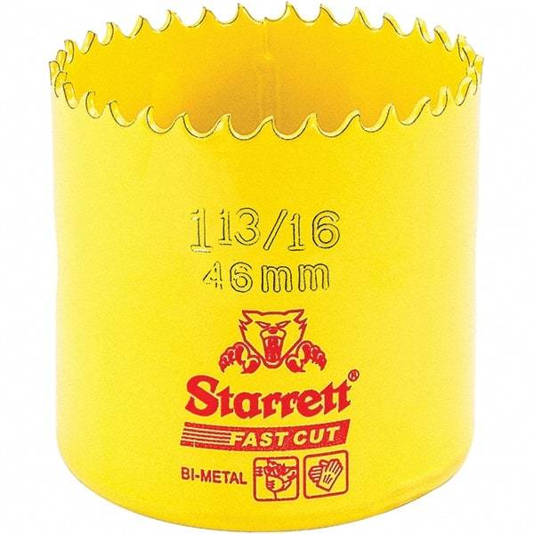 Starrett - 1-13/16" Diam, 1-5/8" Cutting Depth, Hole Saw - High Speed Steel Saw, Toothed Edge - All Tool & Supply