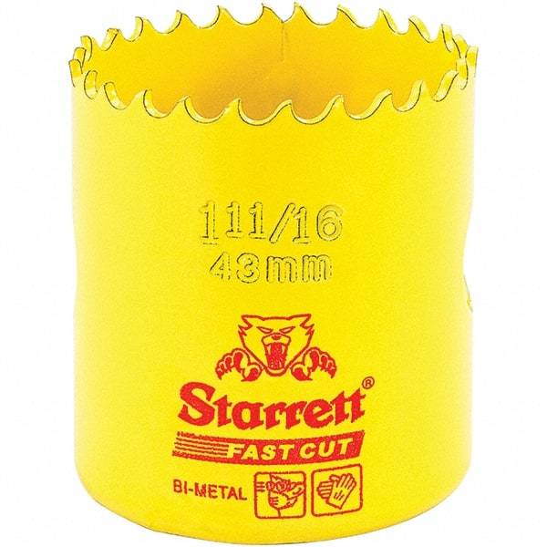 Starrett - 1-11/16" Diam, 1-5/8" Cutting Depth, Hole Saw - High Speed Steel Saw, Toothed Edge - All Tool & Supply