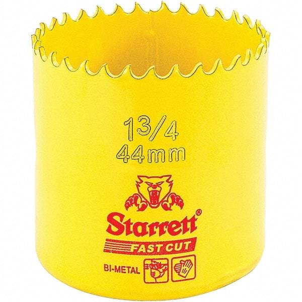 Starrett - 1-3/4" Diam, 1-5/8" Cutting Depth, Hole Saw - High Speed Steel Saw, Toothed Edge - All Tool & Supply