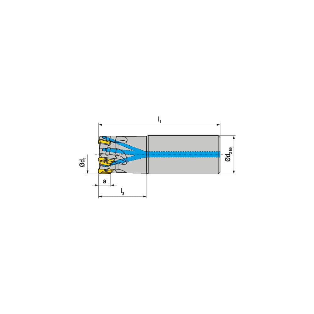 Indexable Square-Shoulder End Mill:  C211.16.R.02-11-A-25,  16.0000'' Shank Dia,  Cylindrical Shank Uses  2,  Normal Pressure,  75.00 mm OAL