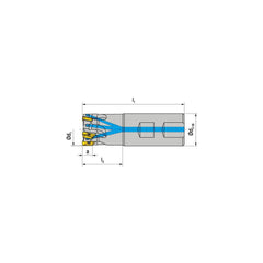 Indexable Square-Shoulder End Mill:  C211.20.R.03-11-B-25,  20.0000'' Shank Dia,  Weldon Flat Shank Uses  3,  Normal Pressure,  77.00 mm OAL