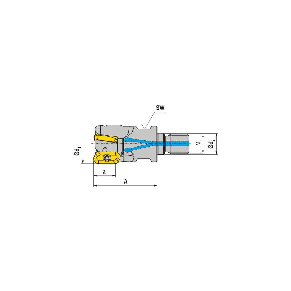 Indexable Square-Shoulder End Mill:  GHSC.25.R.02-19,  12.0000'' Shank Dia,  12.00 mm Modular Connection,  Modular Shank Uses  2,  Normal Pressure,  45.00 mm OAL