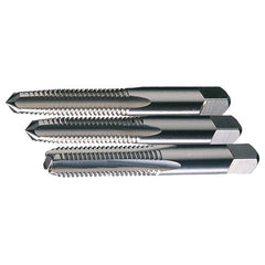 M4x0.7 4 Flute D4 Taper-Plug-Bottoming HSS Standard Straight Flute 3-Piece Hand Tap Set- TiN - Exact Industrial Supply