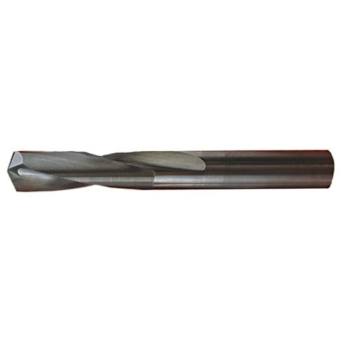 ‎#53 Dia. × 0.06″ Shank × 1/2″ Flute Length × 1-1/2″ OAL, Stub, 135°, Bright, 2xD Flute, Round Solid Carbide Drill