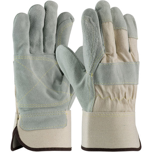 ‎80-8855/S Split Leather Palm - Platinum Series - Hvy Side - Dbl Palm Hvy Wht Canvas - Kevlar Stitch - SC - Exact Industrial Supply