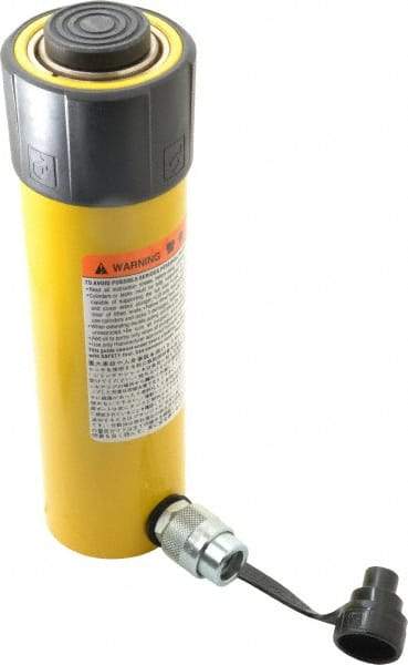 Enerpac - 25 Ton, 8.25" Stroke, 42.55 Cu In Oil Capacity, Portable Hydraulic Single Acting Cylinder - 5.16 Sq In Effective Area, 12.75" Lowered Ht., 21" Max Ht., 2.56" Cyl Bore Diam, 2.25" Plunger Rod Diam, 10,000 Max psi - All Tool & Supply