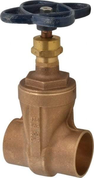 NIBCO - 2" Pipe, Class 125, Soldered Bronze Solid Wedge Stem Gate Valve - 200 WOG, 125 WSP, Screw-In Bonnet - All Tool & Supply