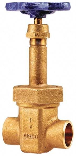 NIBCO - 2" Pipe, Class 150, Soldered Bronze Solid Wedge Rising Stem Gate Valve - 300 WOG, 150 WSP, Bolted Bonnet - All Tool & Supply