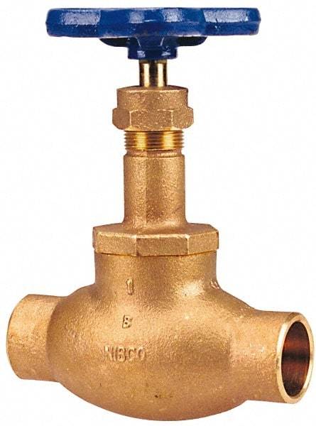 NIBCO - 1/4" Pipe, Soldered Ends, Bronze Integral Globe Valve - PTFE Disc, Screw-In Bonnet, 200 psi WOG, 125 psi WSP, Class 125 - All Tool & Supply