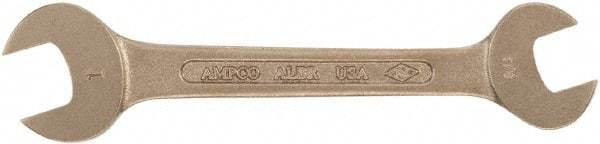 Ampco - 19mm x 22mm Nonsparking Open End Wrench - 8" OAL, Double End, Plain Finish - All Tool & Supply