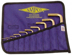 Ampco - 10 Piece L-Key Short Arm Hex Key Set - Hex Range 1.5 to 10mm, Beryllium Copper - All Tool & Supply