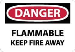 NMC - Danger - Flammable - Keep Fire Away, Aluminum Fire Sign - 14" Wide x 10" High - All Tool & Supply