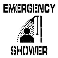 NMC - Emergency Shower Stencil - 0.06 Inch Thick, Polyethylene, English - All Tool & Supply