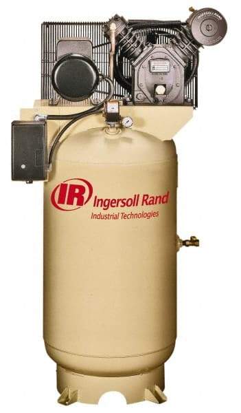 Ingersoll-Rand - 7.5 hp, 80 Gal Stationary Electric Vertical Air Compressor - Single Phase, 175 Max psi, 24 CFM, 230 Volt - All Tool & Supply